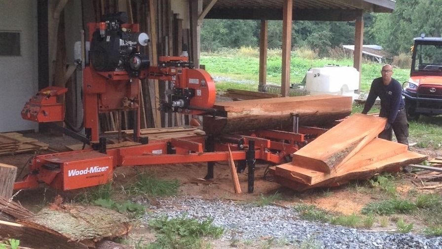 Andrew Koessler with his Wood-Mizer portable sawmill in Canada