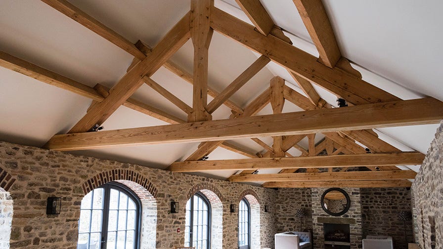 Timber framed roof built in Masham, UK