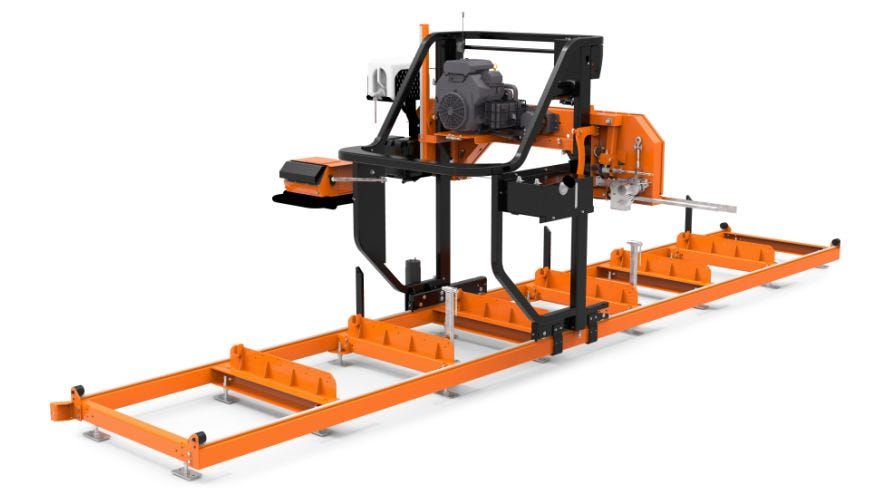 LX150 Twin Rail Portable Sawmill back