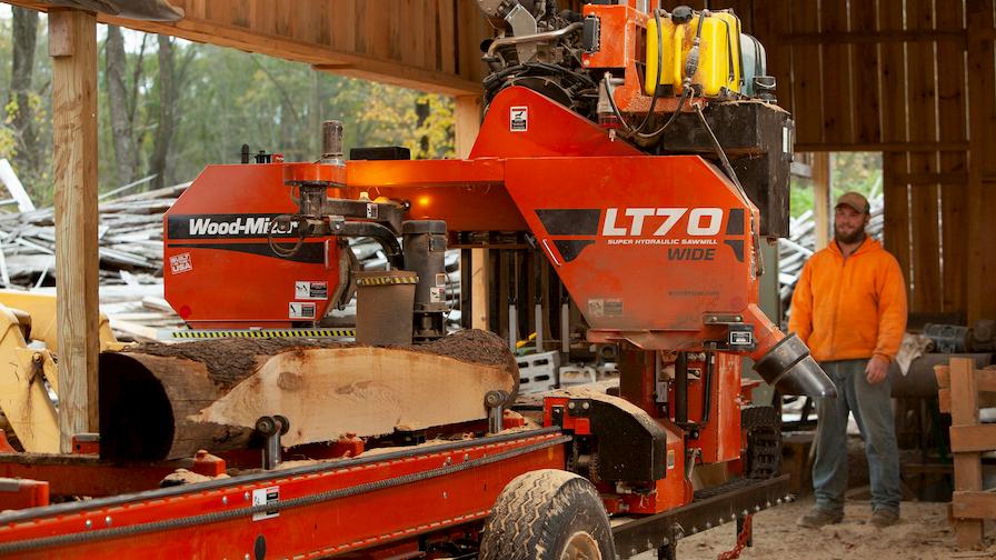 Wood-Mizer LT70 Wide portable sawmill in action 